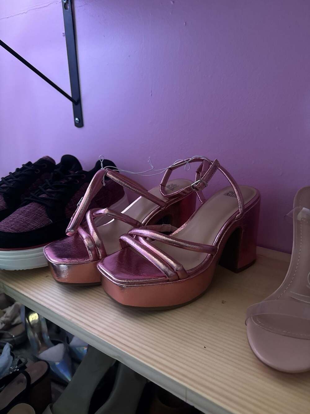 Wild Fable Pink Strappy Platform 4" Astro Heels w/ Memory Foam Womens Sz 14 NIB